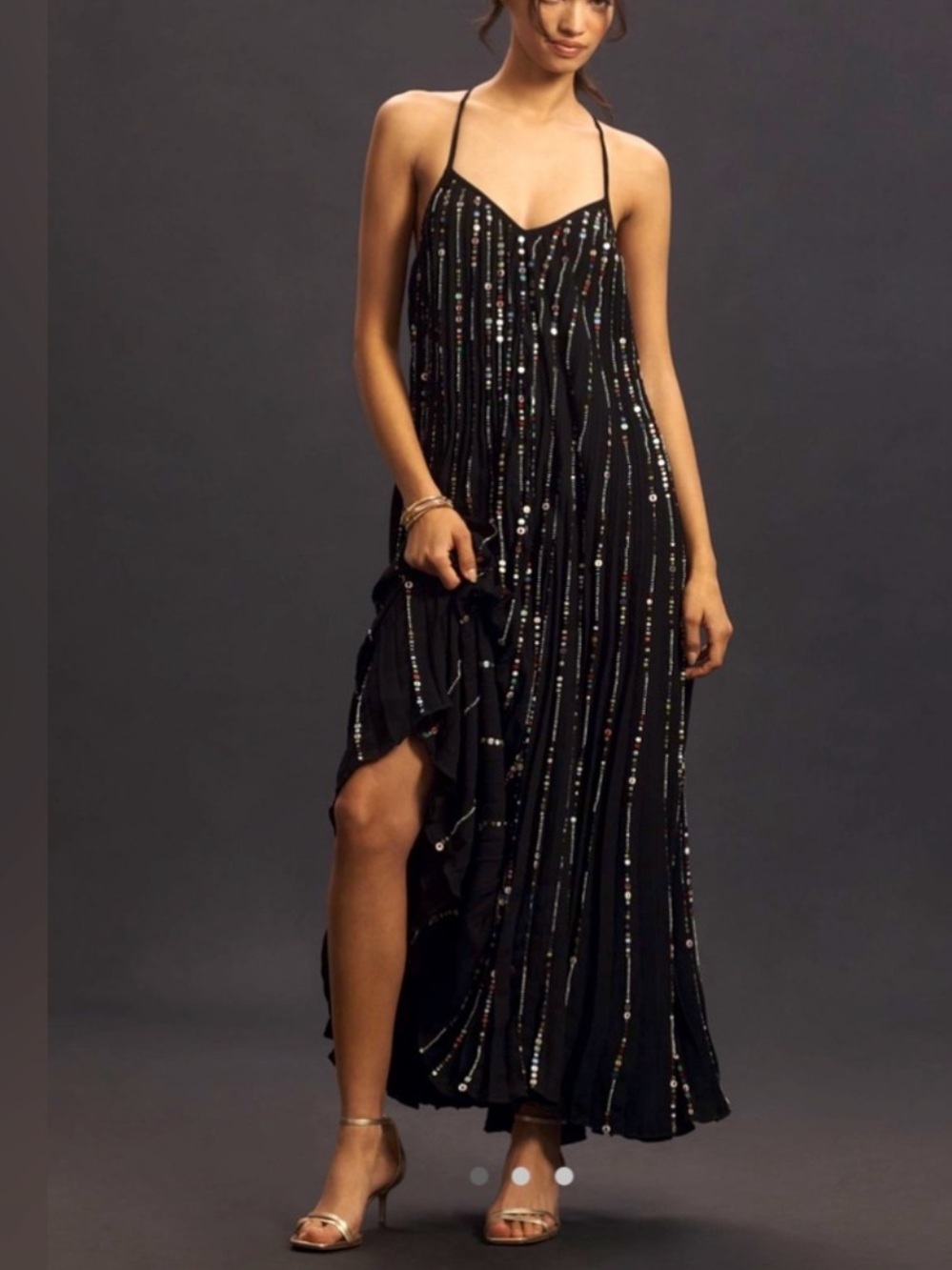 Farm Rio V Neck Sequin Slip Dress Size S